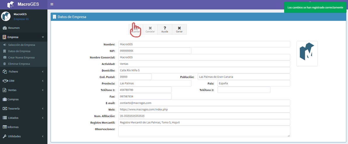 Completar datos empresa